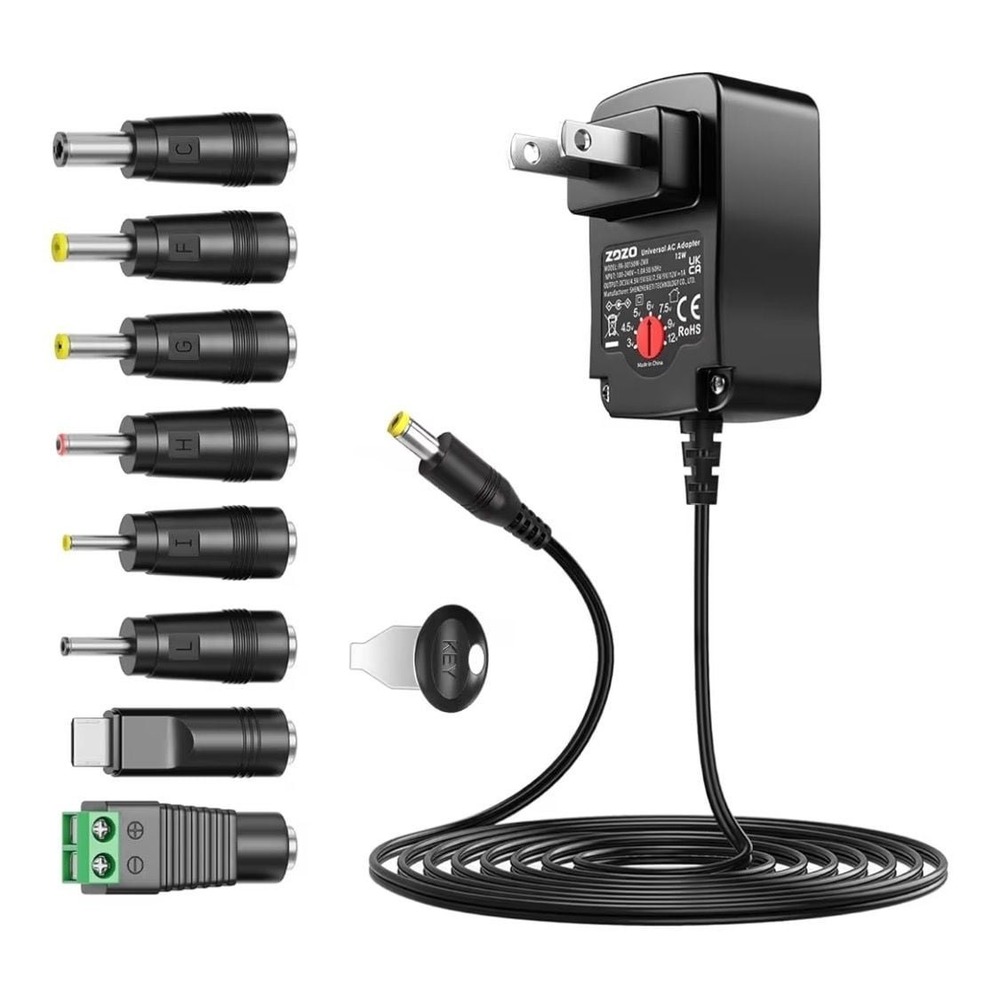ZOZO 12W Universal AC to DC Power Adapter 3V-12V Adjustable Multi-Voltage Switch